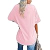 FDKLOOK Womens Pink Oversized T-Shirt Short Sleeve Crewneck Drop Shoulder Summer Fashion Pullover Loose Tees S #2