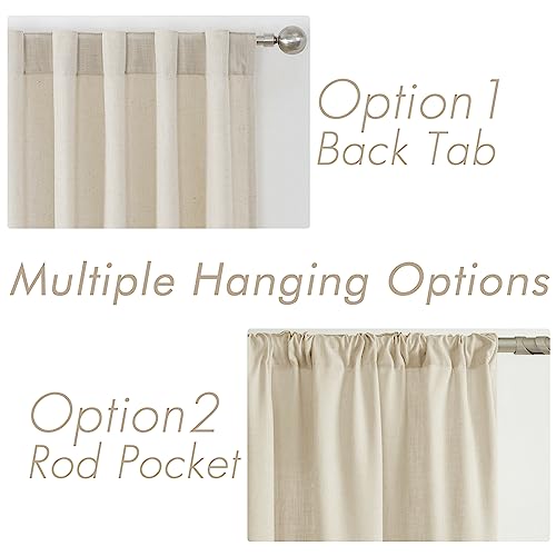 Image of Joydeco Linen Curtains, 2 Panels Set, Light Filtering, 63 Inch Long, Living Room, Pistachio Shell