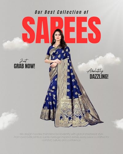 Image of Women's Kanjivaram Ptinted Soft Silk Banarasi Saree With Unstitched Matching Bloue Piece | Saree for Women