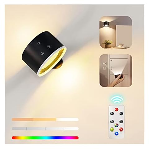Wandleuchte Innen, Wandlampe mit Fernbedienung Dimmbar RGB-Ambiente-Beleuchtung Cover
