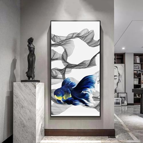 Impression d'art abstrait poisson Betta sur toile design 30x60 - 2