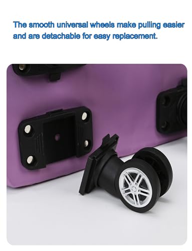 Foldable Duffel Bag Expandable Travel Bag with Removable Wheels Checked Bag Luggage(Pink)4