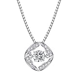 T400 Jewelers 925 Sterling Silver Dancing Stone Made with Swarovski Zirconia Pendant Necklace, Square 18