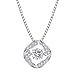 T400 Jewelers 925 Sterling Silver Dancing Stone Made with Swarovski Zirconia Pendant Necklace, Square 18" Love Gift