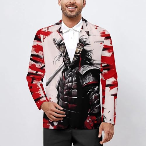 Japanese Art Samurai Men's Casual Blazers Slim Fit Sport Coats Blazer Two Buttons Suit Jacket for Work Party2