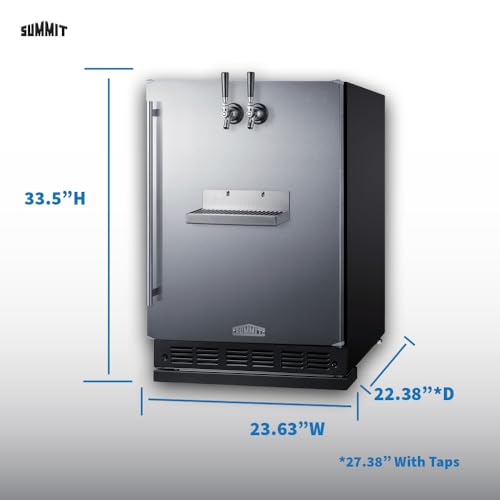 Image of Summit 24 inch Cold Brew Kegerator, Dual Front Taps, No Drill Coffee Dispenser, Stainless Steel - SBC7BRSFRTPCF