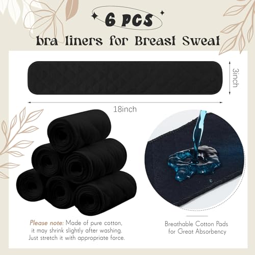 Image of Toulite 6 Pcs Cotton Bra Liners Boob Sweat Pads 3 Layer Rectangle Under Bra Pads Sweat Liners for Women Sweating Supplies