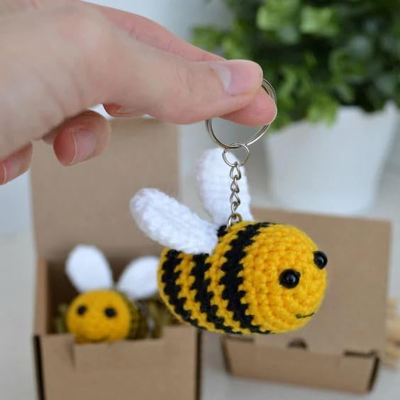 Image of Handmade Crochet Keychain Combo for Girls Women Cute Aesthetic Sunflower Strawberry Watermelon Daisy Knitted Keychain Bag Charm Purse Charm Car Key Ring Backpack Accessories Gift