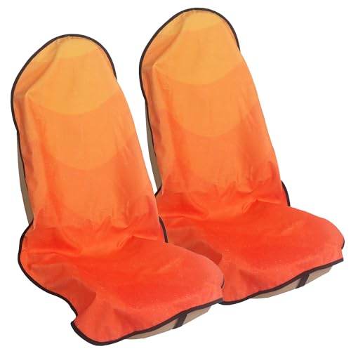 Image of Car Seat Cover Protector Front Seats,for Gym Workout,Running,Swimming,Beach and Hiking,Waterproof Sweat Towel Bucket Seat Covers for Cars SUV Trucks (Orange, 2Pcs)