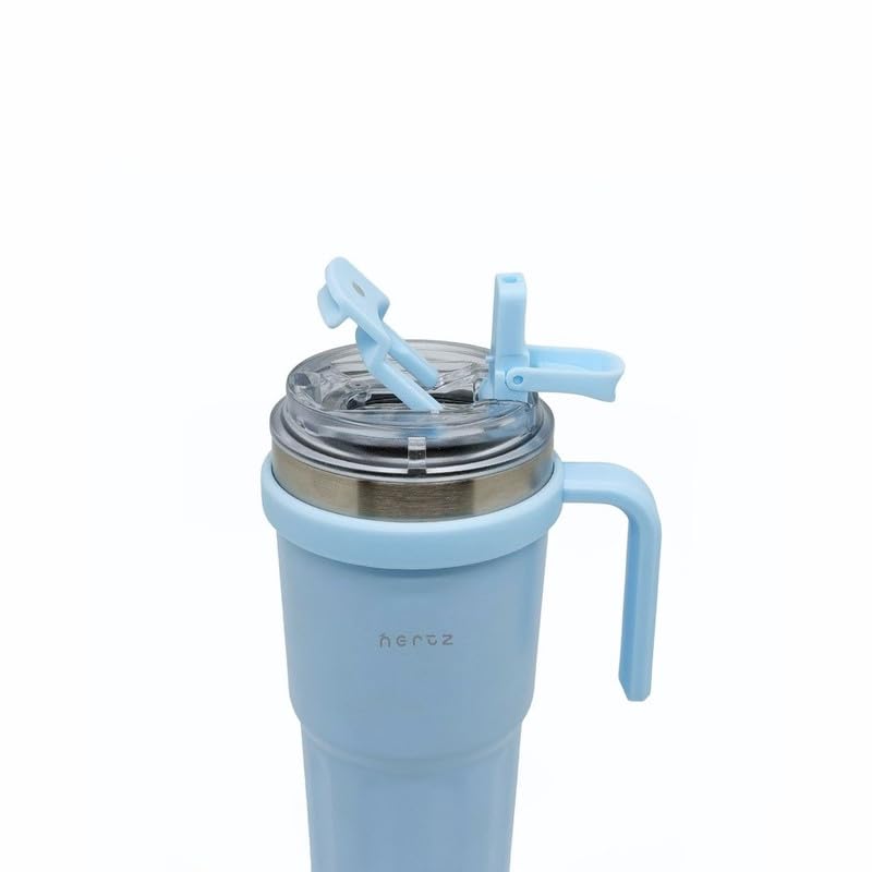 Image of NERTZ Groove Tumbler 600ml Stainless Steel Insulated | Double Wall Vacuum Bottle with Straw Lid & Wide Mouth Lid | Hot & Cold Bottle Leak Proof, BPA Free for Gym, Travel, Office