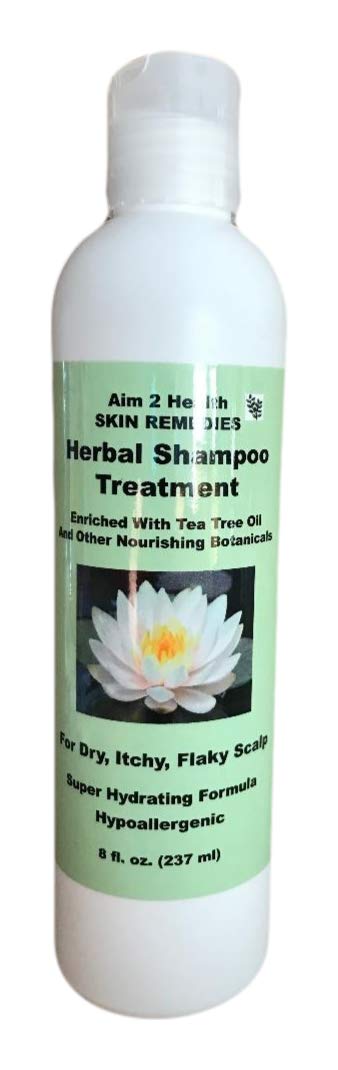 Aim 2 Health Herbal Shampoo Treatment With 5% Urea 8 oz Natural Soothing Relief For Dry Flaky Scalp Due To Dandruff, Eczema, Psoriasis, Dermatitis & Rashes