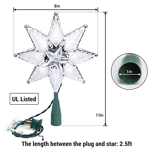 Brizled Star Christmas Tree Topper, 8" Lighted Double-Sided Star Treetop, 8-Point Star Xmas Tree Topper With 10 Warm Lights, 120V Ul Certified Tree Top For Christmas Tree Ornament Party Home Decor #TOP4