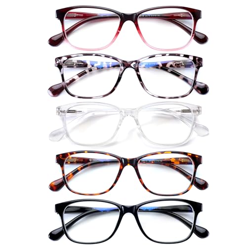 K KENZHOU 5-Pack Reading Glasses Blue Light Blocking Women/Men,Anti Headache/Glare/Eye Strain Lightweight Eyeglasses(400)