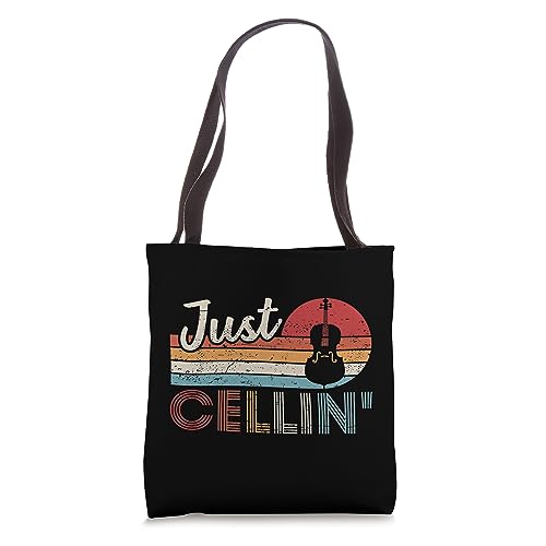 Bolso tipo tote para músicos de violonchelo con diseño divertido 'Just Cellin' miniatura 1