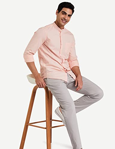 Image of Amazon Brand - Symbol Men's Cotton Shirt | Chinese Collar | Casual | Plain | Full Sleeve | Summer - Regular Fit (Available in Plus Sizes)