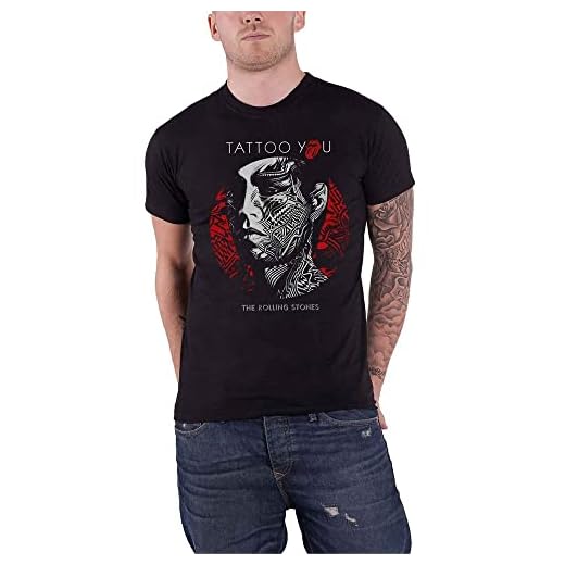 Rolling Stones The Tattoo You Circle Camiseta, Negro (Black Black), X-Large para Hombre