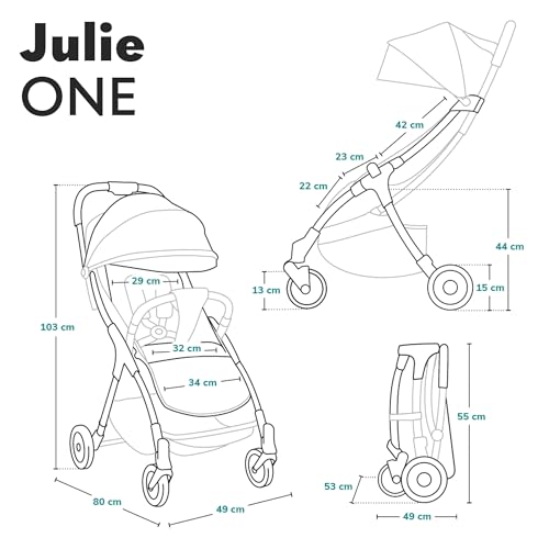 Miniatura 10 de Lionelo Julie One Carrito 51 X 75 X 103 Cm Para Menores Hasta 22kg 0-48m Regulación Del Respaldo Plegado Sencillo Ruedas Resistentes Con Amortizadores Cesta Para Compras