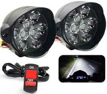 Eltron Turbo 9 LED Fog Light, DC Power Waterproof Fog Head Lamp, Bar Light Off-Roading Universal for All Bikes, Scooty, Car & Other Electronic vehicles (Pack of 2, Free On/Off Switch, 12V DC, White)