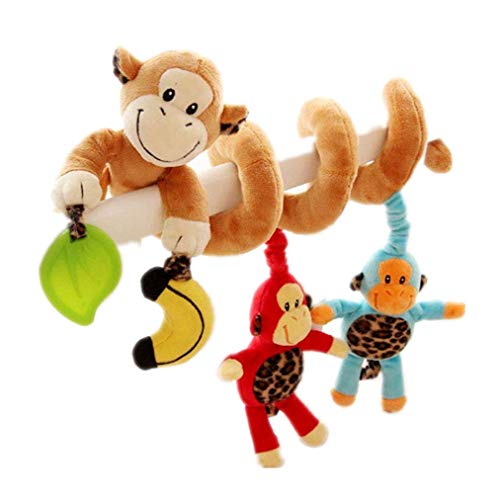 GZQES 1x Bebé Espiral Juguete de Cochecito de Cama Felpa Familia de Monos Educativo Juguete Colgando Sonajero para Asiento de Carro Cuna Móvil por SamGreatWorld