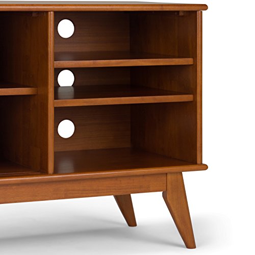 Simpli Home Draper SOLID WOOD Universal TV Media Stand, 60 inch Wide, Modern Industrial, Living Room Entertainment Center, Shelves, Cabinets, for Flat Screen TVs up to 70", Teak Brown - Thumbnail 2