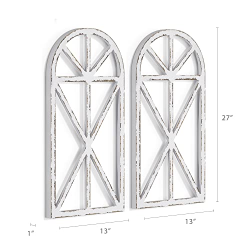 Barnyard Designs 13X27 Rustic Window Frame Wall Decor, Vintage Country Wall Hanging Decor, Farmhouse Bedroom Decor, Window Decor, White, Set Of 2 #TOP5