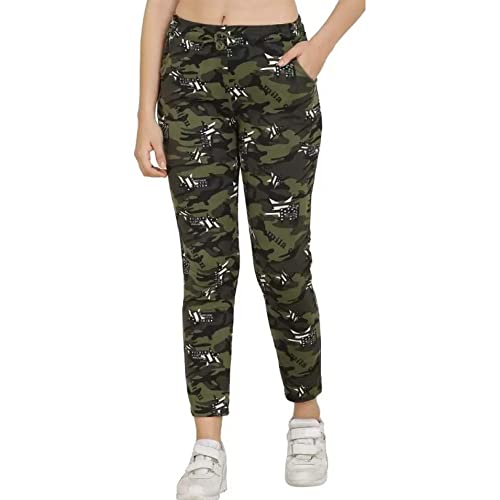 Image of Trusha Dresses Women's Slim Fit Multicolour Army Print Track Pants /Joggers /Trouser ( Size 28 inch To 32 inch Inches, Green, Xl )