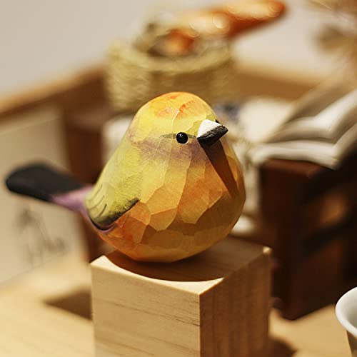 Weausup Handmade Wooden Carved Bird Decor Sculpted Hand-Painted Bird Figurines Small Home Decor Bird Statue Shelf Decor Bff Gifts For Bird Lovers(Leptopoecile Sophiae) #TOP4