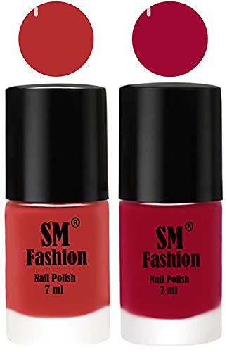 Image of Long Lasting Nail Polish | Nail Paint Combo 7 ml Each) - Set of 2 Coral Pink -Pure Wine