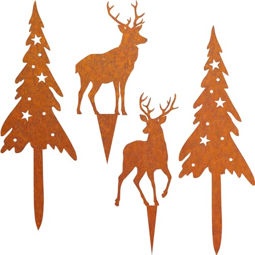 JYUECIAN Roststecker Tannenbaum und Hirsch Weihnachtsdeko 4 Stück...