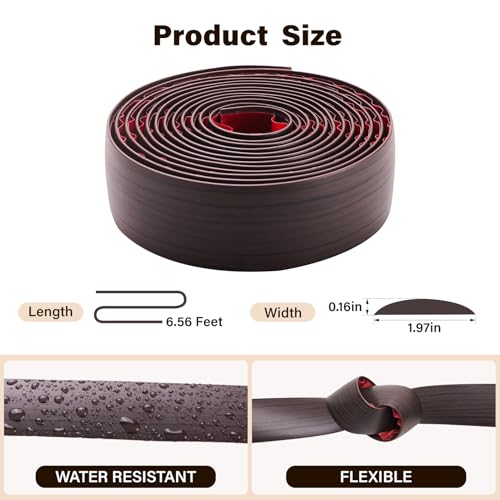 INMOZATA 2M übergangsprofil selbstklebend Vinyl Übergangsleiste 5cm Breit Übergangsleiste Bodenleiste Holzmaserung Abdeckleisten zum Verbinden von Bodenlücken (Braun)