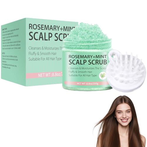 KUIRUNRX® Gommage 2 en 1 pour Cuir Chevelu, Exfoliante para el Cuero Cabelludo con Romero, Champú Exfoliante con Masajeador, Tratamiento Nutritivo y Purificante, Elimina Residuos y Suciedad, 250 g