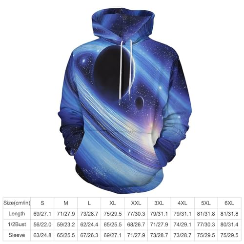 Sweat à capuche imprimé 3D pull à manches longues univers espace avec poches