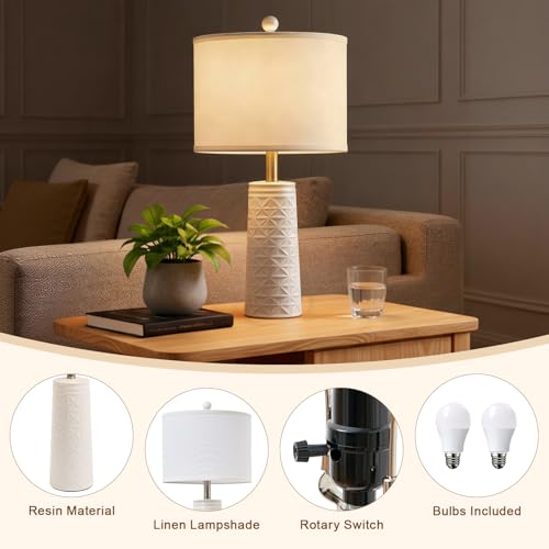 Lámpara de mesa moderna de resina beige set x2 25.5 pulg miniatura 4