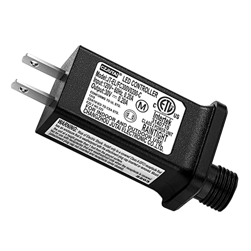30V 0.2A Replacement LED Transformer Model JT-EL/FC300V0200-C Class 2 Power Supply IP44 LED Light Controller Low Voltage Transformer for Halloween Christmas String Light Inflatable Decorations