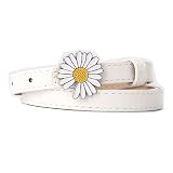 ROWAGY Cinturón de piel de charol para mujer, para vestir, pantalones de trabajo, jeans, falda, diseñador, cinturón fino ajustable occidental, Blanco, Talla única