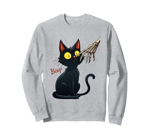 Scheletro mano Boop gatto nero animale domestico donne ragazze bambini amanti dei gatti Felpa