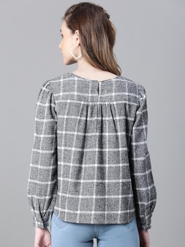Image of oxolloxo Women's Checked Regular Fit Blouson