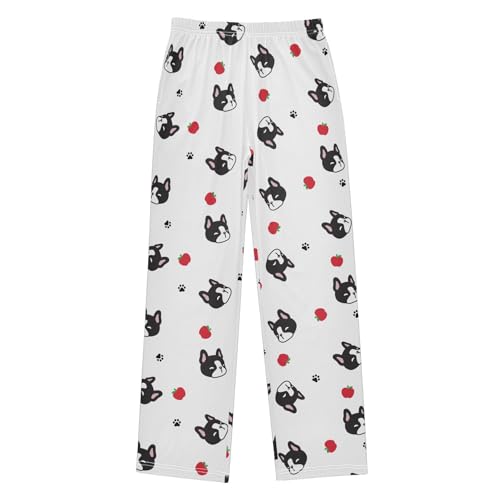 Boys' Pants French Bulldog Paw Footprint Fruit Long Bottoms Jogger Pants Elastic Waist Trousers with Pockets S-XL