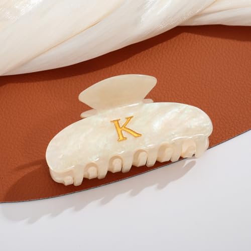 Image of LILIE&WHITE Acrylic Letter Hair Clips For Women Stylish K Monogram Hair Claw Alphabet Hair Clip Fashion Glitter Claw Clips Elegant And Durable Hair Accessory Large Hair Clips K
