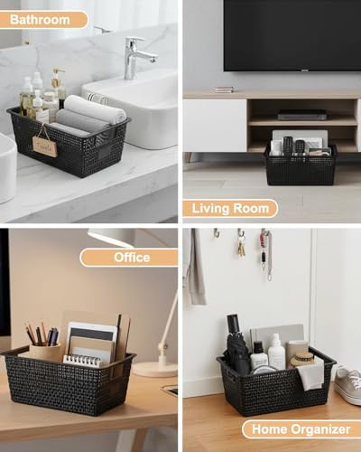 Image of Storage Bins with Lids | Plastic Storage Baskets with Lids for Office Organization,Stackable Organizing Bins with Latching Design, Easy-Clean Boxes for Home, Office, Toys & Classroom Supplies, 6 packs