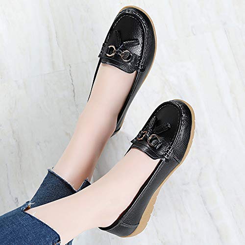 Image of Shoes Loafers for Women Classic Leather Loafers Casual Slip-On Boat Shoes ComfortWalking Moccasins Soft Sole Shoes