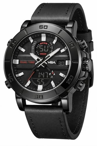 Image of V2A Alloy Case and Genuine Leather Band Analog Digital Fashion Watch for Men Men's Watch | Gifts for Men
