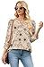 3/4 Length Sleeve Womens Tops for Teachers Boho Tops Blouses Dressy Casual Early Fall Fashion Must Haves 2025 Summer Outfits Women's Clothing Trendy Fall Clothes Outfits Beige Floral L