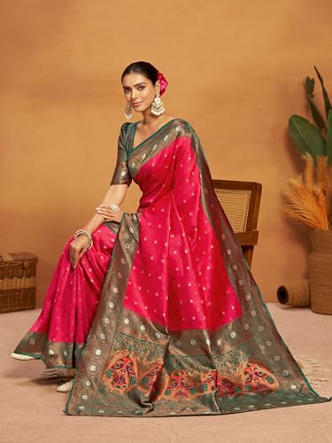Image of EthnicJunction Women's Silk Blend Woven Paithani Saree With Blouse Piece | Wedding Saree | Heavy Saree