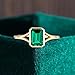 SilverQ 2 Ct Emerald Cut Green Diamond Delicate Solitaire Engagement Ring For Women 14K Yellow Gold Plated Split Shank Bezel Set Promise Ring Handmade 925 Sterling Silver Dainty Jewelry