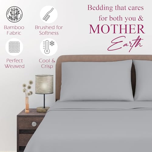 Image of Trance Home Linen 300 TC Bamboo Flat Single Size Bedsheet | Soft, Breathable & Eco-Friendly Bedsheet with 1 Pillow Cover - (54 x 90 inch, Silver Grey)