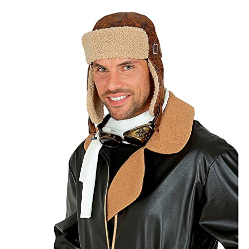Widmann 10014 Aviator Hat, Brown, Breaking Pilot, Cap, Retro, 20s, Theme Party, Carnival, Multicoloured - Image 4