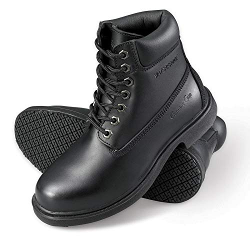 Footwear Men's Slip-Resistant Waterproof Boot,Black Leather,US 9.5 W