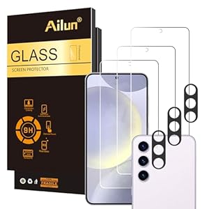 Ailun Screen Protector for Galaxy S24+ / S24 Plus [6.7 Inch] 3Pack + 3Pack Camera Lens Tempered Glass Fingerprint Unlock 0.25mm Anti-Scratch Case Friendly Clear – HD