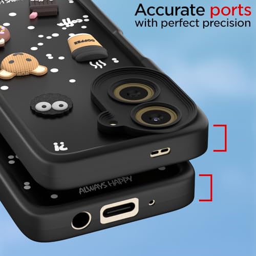 Image of Pikkme Back Cover for Poco C71 / Redmi A5 | Cute Fun Cartoon 3D Bear Silicone Full Body Protection Bumper Case (Black)